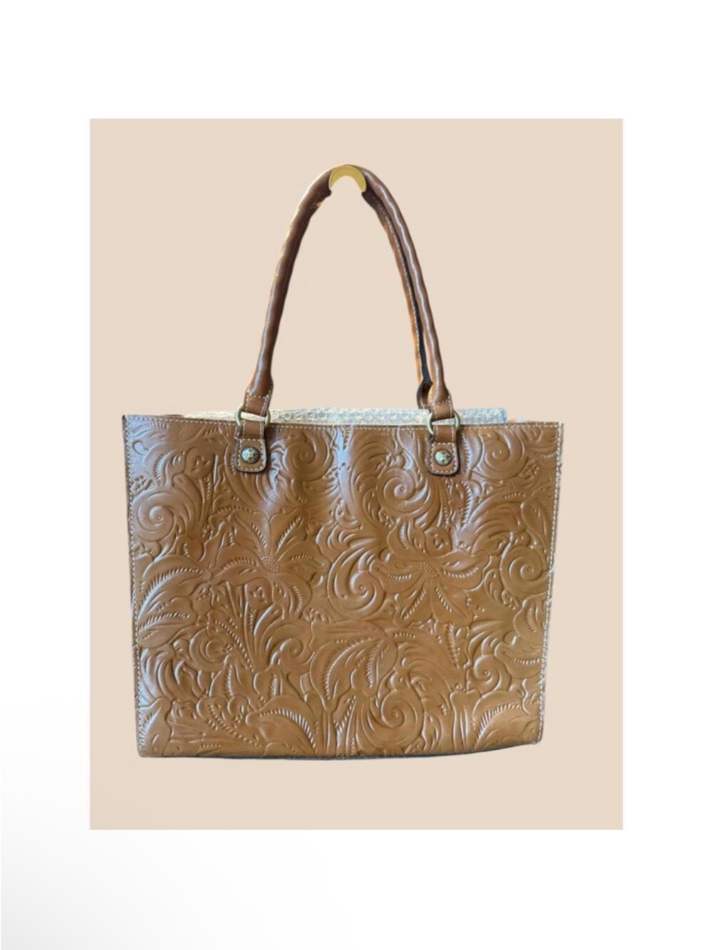 Patricia Nash Tan Embossed Leather Tote 2 Pieces